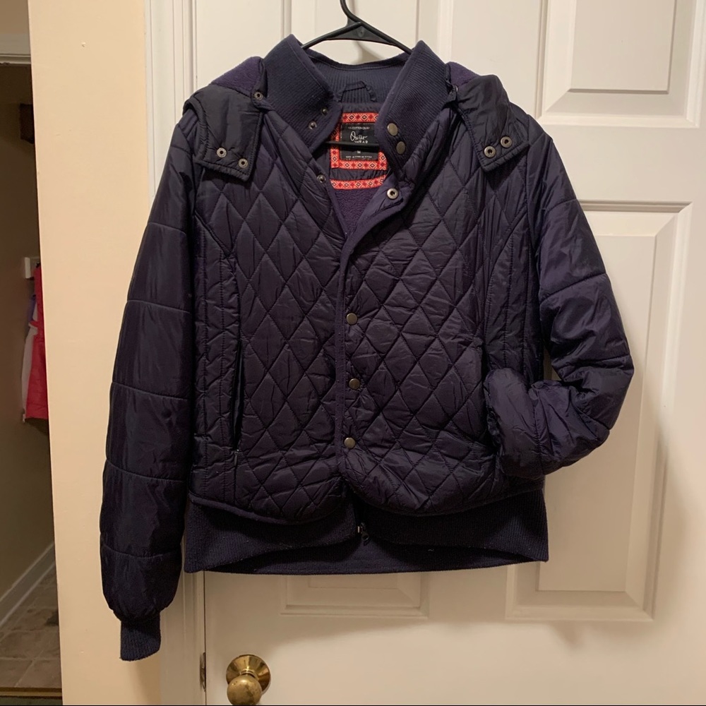 Blue quilted pattern puff coat